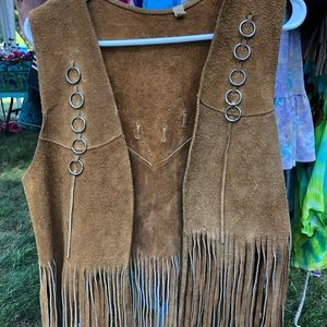 Vintage suede vest with fringe